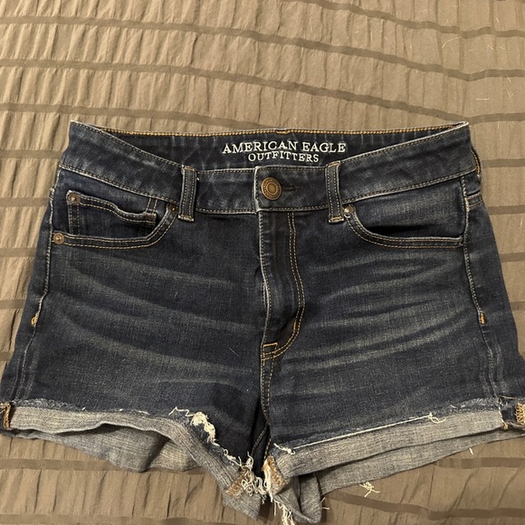 American Eagle Outfitters Pants - American Eagle Outfitters Women's Distressed Dark Blue Jean Shorts